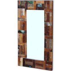 VidaXL Miroir Bois De Récupération Massif 80 X 50 Cm - Multicolore -Miroir Soldes Boutique 3756391 5