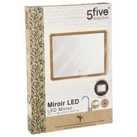 Miroir Rectangulaire 66x47 Bambou LED 5Five - Naturel Clair - Naturel 7 Miroir Rectangulaire 66x47 Bambou LED 5Five - Naturel Clair - Naturel – Image 5
