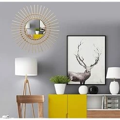 BEARSU Miroir Décoratif En Rotin - Décoration Murale - Miroir En Rotin - Pour Salon, Chambre à Coucher, Couloir - Rond -Miroir Soldes Boutique 37965437 5