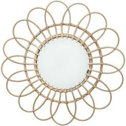 BEARSU Miroir Décoratif En Rotin à Suspendre Au Mur Pour Salon, Chambre à Coucher, Couloir, Décoration D'intérieur (fleur)