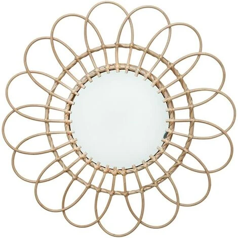 BEARSU Miroir Décoratif En Rotin à Suspendre Au Mur Pour Salon, Chambre à Coucher, Couloir, Décoration D'intérieur (fleur) 3 BEARSU Miroir Décoratif En Rotin à Suspendre Au Mur Pour Salon, Chambre à Coucher, Couloir, Décoration D'intérieur (fleur)