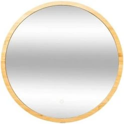 ATMOSPHERA CRÉATEUR D'INTÉRIEUR Miroir Rond Mural LED Bambou 57 Cm - Beige