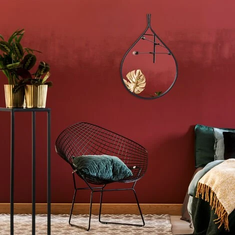 Relaxdays Miroir Mural, Forme Goutte Eau, Cadre Métal, HxL : 54,5 X 37 Cm, Entrée, Salle De Bain, Salon, Glace, Noir 5 Relaxdays Miroir Mural, Forme Goutte Eau, Cadre Métal, HxL : 54,5 X 37 Cm, Entrée, Salle De Bain, Salon, Glace, Noir – Image 3