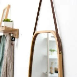 FREOSEN Miroir Mural Blanc 74x43cm Décor Bois Miroir Avec Cadre En Bois Avec Crochet Pour Salon, Chambre Ou Dressing -Miroir Soldes Boutique 38400960 4