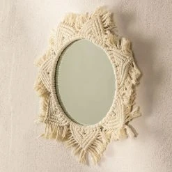 Miroir Mural En Macramé Didier SKLUM Macramé - Beige Crème