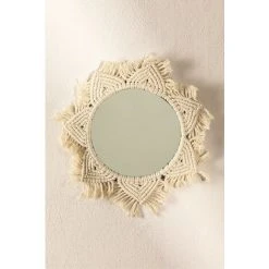 Miroir Mural En Macramé Didier SKLUM Macramé - Beige Crème -Miroir Soldes Boutique 38421552 3