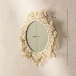 Miroir Mural En Macramé Didier SKLUM Macramé - Beige Crème -Miroir Soldes Boutique 38421552 5