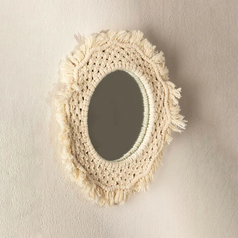 Miroir Mural Rond En Macramé (Ø35 Cm) Notel SKLUM Macramé - Beige Crème 3 Miroir Mural Rond En Macramé (Ø35 Cm) Notel SKLUM Macramé - Beige Crème
