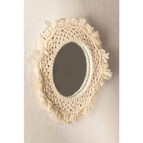 Miroir Mural Rond En Macramé (Ø35 Cm) Notel SKLUM Macramé - Beige Crème 4 Miroir Mural Rond En Macramé (Ø35 Cm) Notel SKLUM Macramé - Beige Crème – Image 2
