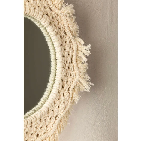 Miroir Mural Rond En Macramé (Ø35 Cm) Notel SKLUM Macramé - Beige Crème 6 Miroir Mural Rond En Macramé (Ø35 Cm) Notel SKLUM Macramé - Beige Crème – Image 4