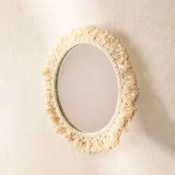 Miroir Mural Rond En Macramé (Ø40 Cm) Colin SKLUM Macramé - Beige Crème
