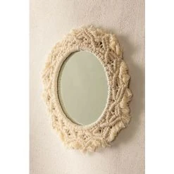Miroir Mural Rond En Macramé (Ø29 Cm) Jerom SKLUM Macramé - Beige Crème -Miroir Soldes Boutique 38421611 2