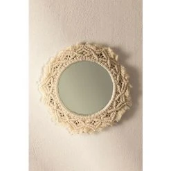 Miroir Mural Rond En Macramé (Ø29 Cm) Jerom SKLUM Macramé - Beige Crème -Miroir Soldes Boutique 38421611 3