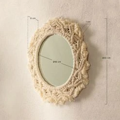 Miroir Mural Rond En Macramé (Ø29 Cm) Jerom SKLUM Macramé - Beige Crème -Miroir Soldes Boutique 38421611 5