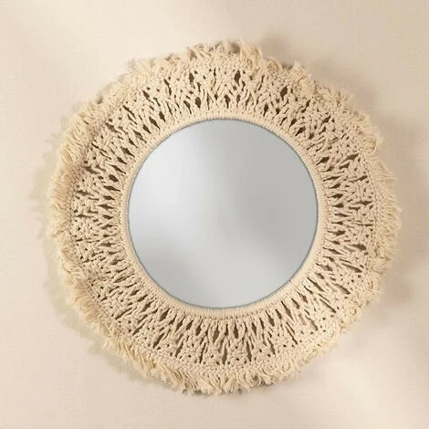 Miroir Mural Rond En Macramé (Ø68 Cm) Aubin SKLUM Macramé - Beige Crème 3 Miroir Mural Rond En Macramé (Ø68 Cm) Aubin SKLUM Macramé - Beige Crème