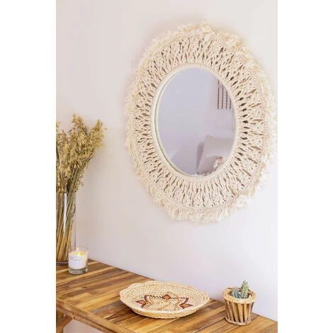 Miroir Mural Rond En Macramé (Ø68 Cm) Aubin SKLUM Macramé - Beige Crème 4 Miroir Mural Rond En Macramé (Ø68 Cm) Aubin SKLUM Macramé - Beige Crème – Image 2