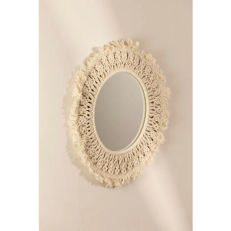 Miroir Mural Rond En Macramé (Ø68 Cm) Aubin SKLUM Macramé - Beige Crème 5 Miroir Mural Rond En Macramé (Ø68 Cm) Aubin SKLUM Macramé - Beige Crème – Image 3