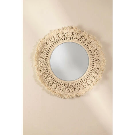 Miroir Mural Rond En Macramé (Ø68 Cm) Aubin SKLUM Macramé - Beige Crème 6 Miroir Mural Rond En Macramé (Ø68 Cm) Aubin SKLUM Macramé - Beige Crème – Image 4