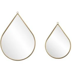LIFA LIVING Miroir Mural Design Lot De 2, Miroir Goutte D'Eau Doré, Miroir Décoratif En Verre Et Avec Finition Métallique, Miroir Entrée, Salle De Bain, Chambre
