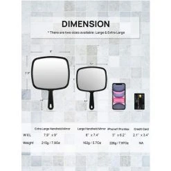 ABCRITAL Grand Miroir À Main, Miroir De Poche De Coiffure De Salon De Coiffure Avec Poignée -Miroir Soldes Boutique 38709979 3