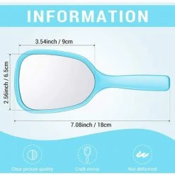 ABCRITAL 4 Pièces Miroir À Main Miroir De Maquillage Avec Poignée Miroir De Maquillage De Voyage Miroir Cosmétique De Poche Miroir De Vanité Portable Outil De Maquillage Pour Voyage, Camping, Maison, 7 Pouces De Long, 4 Couleurs -Miroir Soldes Boutique 38710002 3