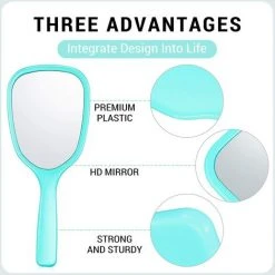 ABCRITAL 4 Pièces Miroir À Main Miroir De Maquillage Avec Poignée Miroir De Maquillage De Voyage Miroir Cosmétique De Poche Miroir De Vanité Portable Outil De Maquillage Pour Voyage, Camping, Maison, 7 Pouces De Long, 4 Couleurs -Miroir Soldes Boutique 38710002 5