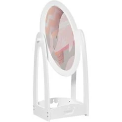 HOMCOM Miroir à Pied Inclinaison Réglable - Miroir Enfant - Design Couronne - étagère De Rangement - Dim. 40L X 30l X 104H Cm - MDF Blanc - Blanc