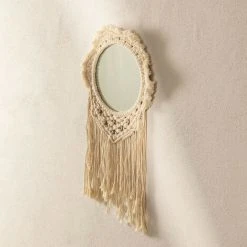 Miroir Mural En Macramé Denot SKLUM Macramé - Beige Crème