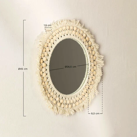 Miroir Mural Rond En Macramé (Ø50 Cm) Jarn SKLUM Macramé - Beige Crème 7 Miroir Mural Rond En Macramé (Ø50 Cm) Jarn SKLUM Macramé - Beige Crème – Image 5
