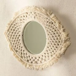Miroir Mural En Macramé Brice SKLUM Macramé - Beige Crème