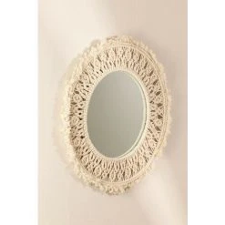 Miroir Rond En Macramé (Ø70 Cm) Karim SKLUM Macramé - Beige Crème -Miroir Soldes Boutique 39029879 3