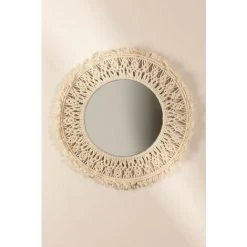 Miroir Rond En Macramé (Ø70 Cm) Karim SKLUM Macramé - Beige Crème -Miroir Soldes Boutique 39029879 4