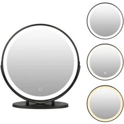 OOBEST Miroir Maquillage Lumineux LED Rotation à 360° Miroir A Poser Idéal Pour Rasage Et Maquillage - Trois Couleurs Réglables -Miroir Soldes Boutique 39048100 3