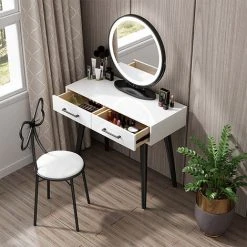 OOBEST Miroir Maquillage Lumineux LED Rotation à 360° Miroir A Poser Idéal Pour Rasage Et Maquillage - Trois Couleurs Réglables -Miroir Soldes Boutique 39048100 5