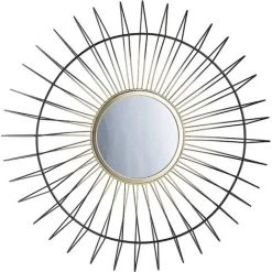 Baroni Home Wire Miroir Rond Rayons Ferrero Et Or 53x8x53 Cm
