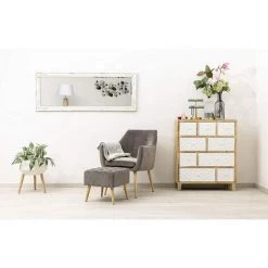 Baroni Home Miroir Mural Cadre Rectangulaire En Bois - Blanc -Miroir Soldes Boutique 39176481 4