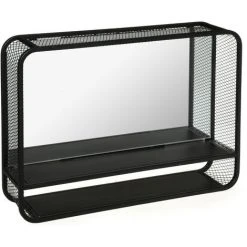 Atmosphera - Miroir Mural Avec étagères En Métal Noir 55 X 40 Cm - Noir