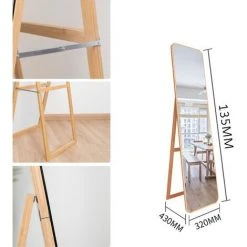FREOSEN Miroir Sur Pied En Cadre De Bois De Bamboo Miroir Rectangulaire 135 X 32 Cm -Miroir Soldes Boutique 39446152 4