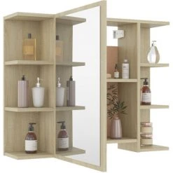 ASUPERMALL Armoire A Miroir De Bain Chene Sonoma 80x20,5x64 Cm Agglomere -Miroir Soldes Boutique 39455663 4
