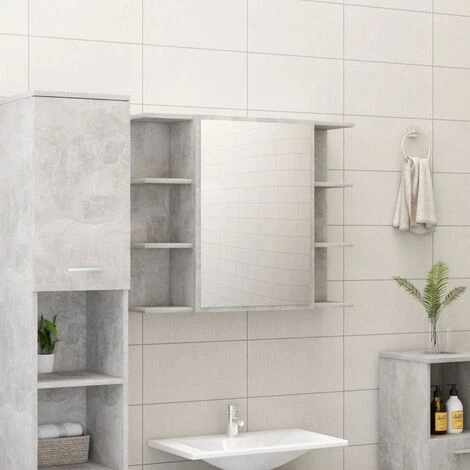 ASUPERMALL Armoire A Miroir De Bain Gris Beton 80x20,5x64 Cm Agglomere 3 ASUPERMALL Armoire A Miroir De Bain Gris Beton 80x20,5x64 Cm Agglomere
