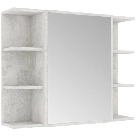 ASUPERMALL Armoire A Miroir De Bain Gris Beton 80x20,5x64 Cm Agglomere 4 ASUPERMALL Armoire A Miroir De Bain Gris Beton 80x20,5x64 Cm Agglomere – Image 2