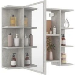 ASUPERMALL Armoire A Miroir De Bain Gris Beton 80x20,5x64 Cm Agglomere 10 ASUPERMALL Armoire A Miroir De Bain Gris Beton 80x20,5x64 Cm Agglomere -Miroir Soldes Boutique 39455665 4