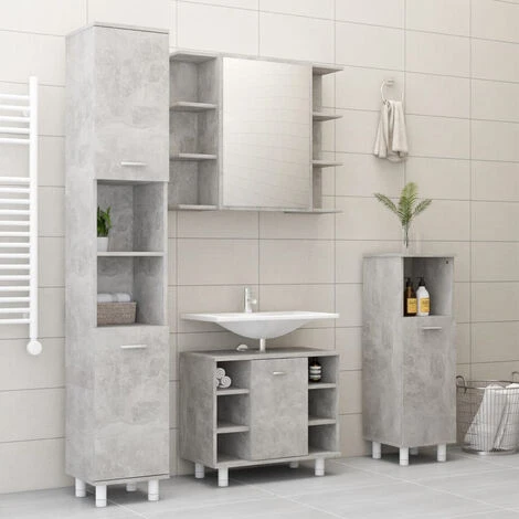 ASUPERMALL Armoire A Miroir De Bain Gris Beton 80x20,5x64 Cm Agglomere 7 ASUPERMALL Armoire A Miroir De Bain Gris Beton 80x20,5x64 Cm Agglomere – Image 5