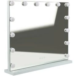 SKECTEN Miroir Maquillage Lumineux Avec Lumières, Grand Miroir Hollywood Éclairé Avec 14 Ampoules LED Réglable Pour Coiffeuse, Trois Températures De Couleur, 62*52cm, Blanc -Miroir Soldes Boutique 39515910 3