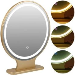SKECTEN Miroir Hollywood Pour Coiffeuse, Grand Miroir LED, Miroir De Maquillage à Intensité Variable, Dessus De Table, Dore -Miroir Soldes Boutique 39698161 5