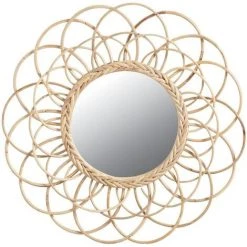 AUBRY GASPARD Miroir En Rotin Fleur Naturel - Naturel