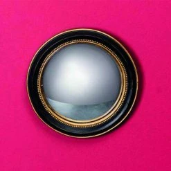 CHEHOMA Petit Miroir Convexe Noir Doré 19cm - Noir Et Doré