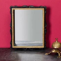 CHEHOMA Miroir Rectangulaire Noir Doré Résine 30x8x25cm - Noir Et Doré