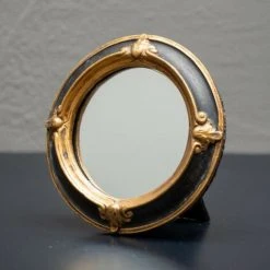 CHEHOMA Petit Miroir Rond Doré Claudius 10x2cm - Noir Et Doré