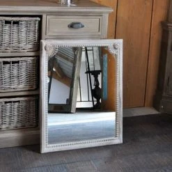 Q AND Q Miroir Patiné Blanc 52x70cm - Blanc Patiné